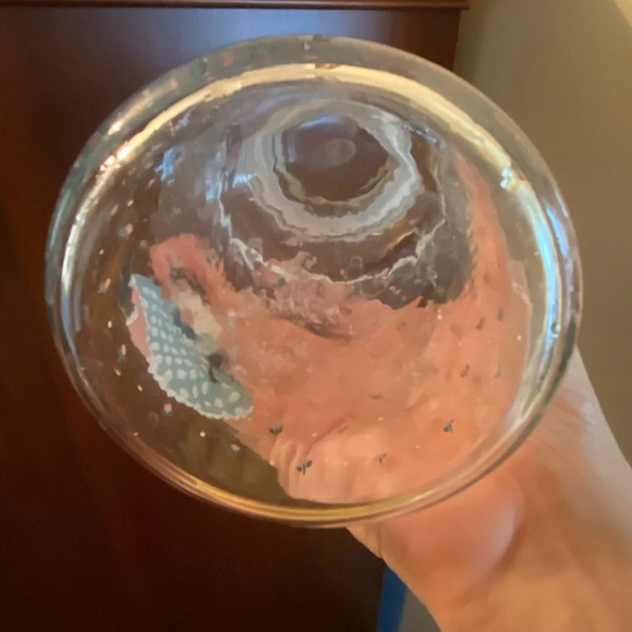 Vintage 1988 CHD Anchor Hocking Country Cat Glass Jar Canister Kitty Rose Lace - Picture 5 of 12